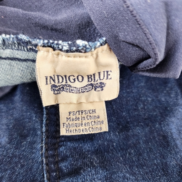 Indigo Blue Maternity Jeans Stretch Full Panel Dark Wash Pullover Petite PS - Picture 6 of 8